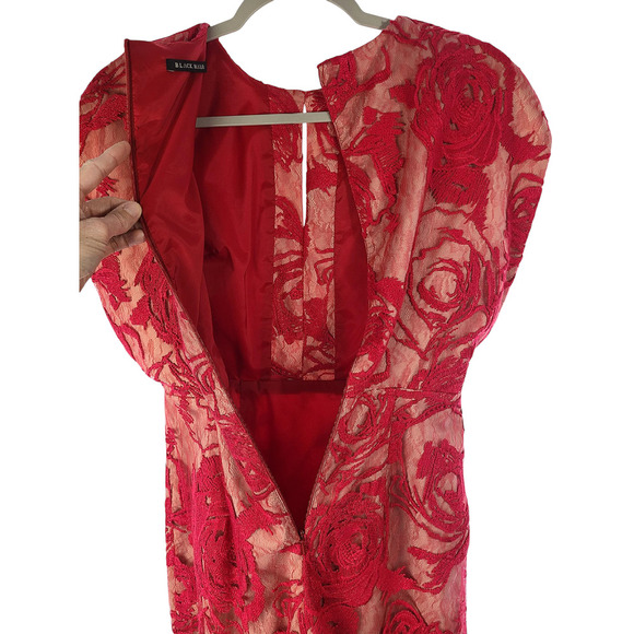 Black Halo Mesh Floral Embroidered Midi Length Dress Size 2 - Picture 8 of 11